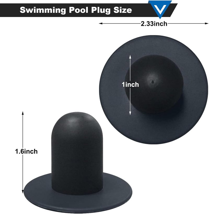 Popbee 4 PCS Swimming Pool Pump Strainer Hole Plug Replacement for Bestway & Intex Pools Ground Swimming Plug Wall Plug Stopper (Black) - Image 2